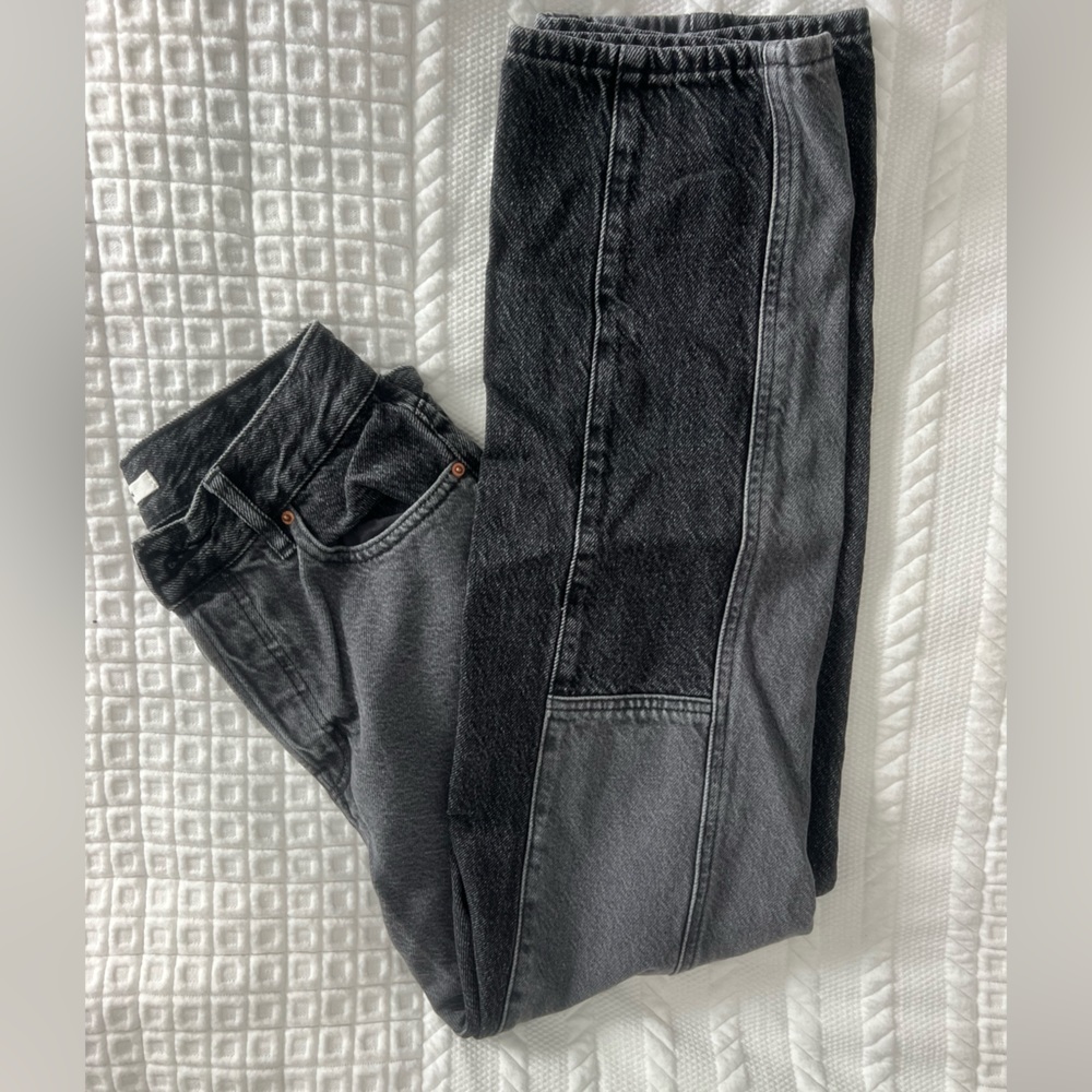 PacSun Black Patched High-Rise Straight Jean